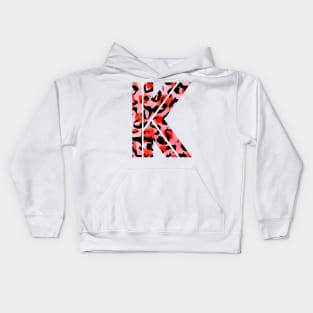 Abstract Letter K Watercolour Leopard Print Alphabet Red Kids Hoodie